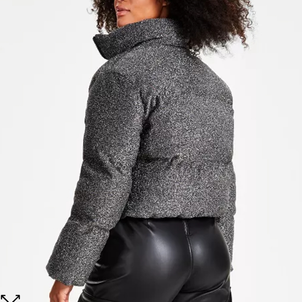 Bar lll Sparkle Cropped Puffer Jacket NWT $99 Size XS - Picture 3 of 8